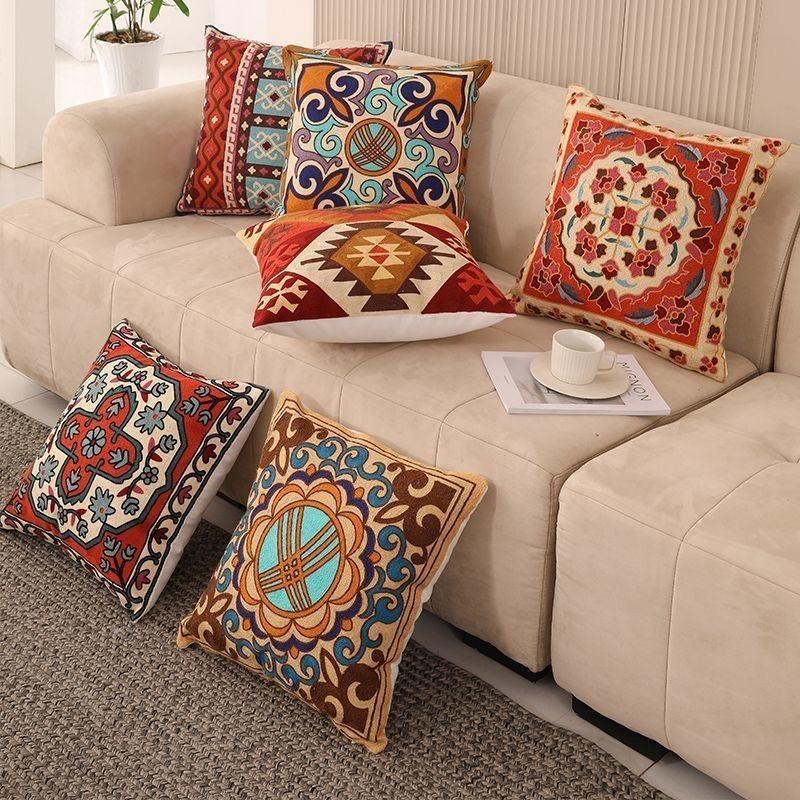 Retro Ethnic Style Printed Pillowcase: Pattern Sofa, Living Room Cushion Cover, Bedroom Bedside Pillow Cover