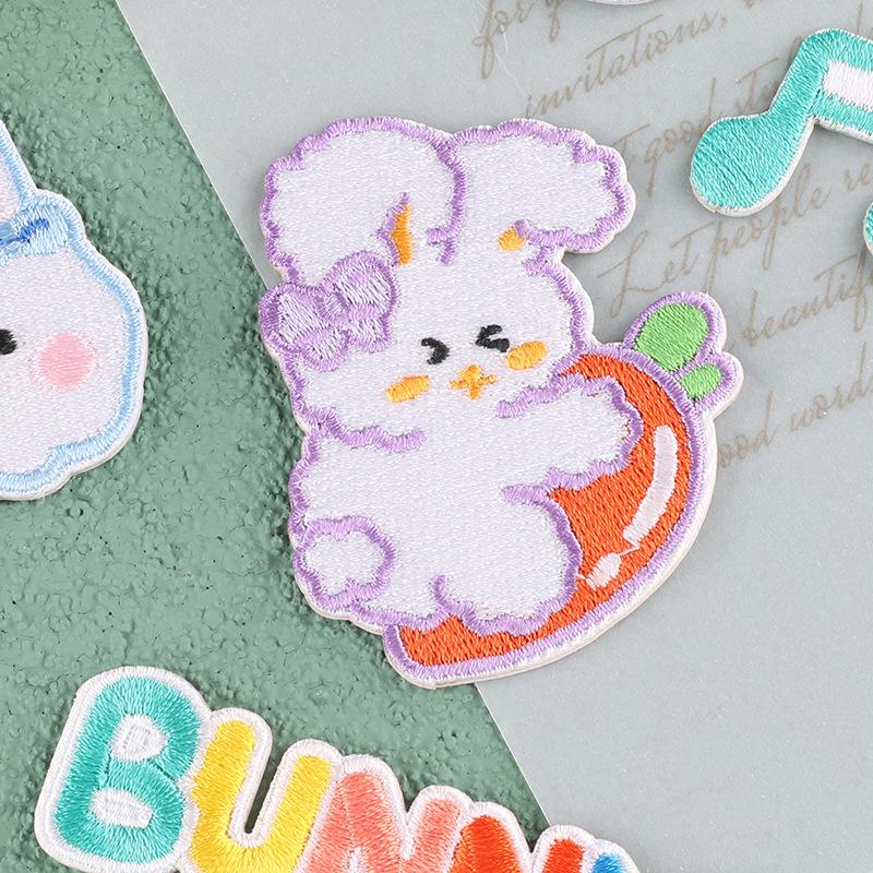 Embroidery Label Cartoon Animal Rabbit Cloth Label Clothing Accessories Hat Decoration Patch Sticker Embroidery Cloth Sticker