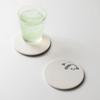 &NE Ceramic Diatomaceous Earth Coaster, Panda, Lazy, White, 1 Piece, 9.7cm Diameter X 0.6cm Thick, Absorbent Coaster, Made In Japan, Mino Ware,