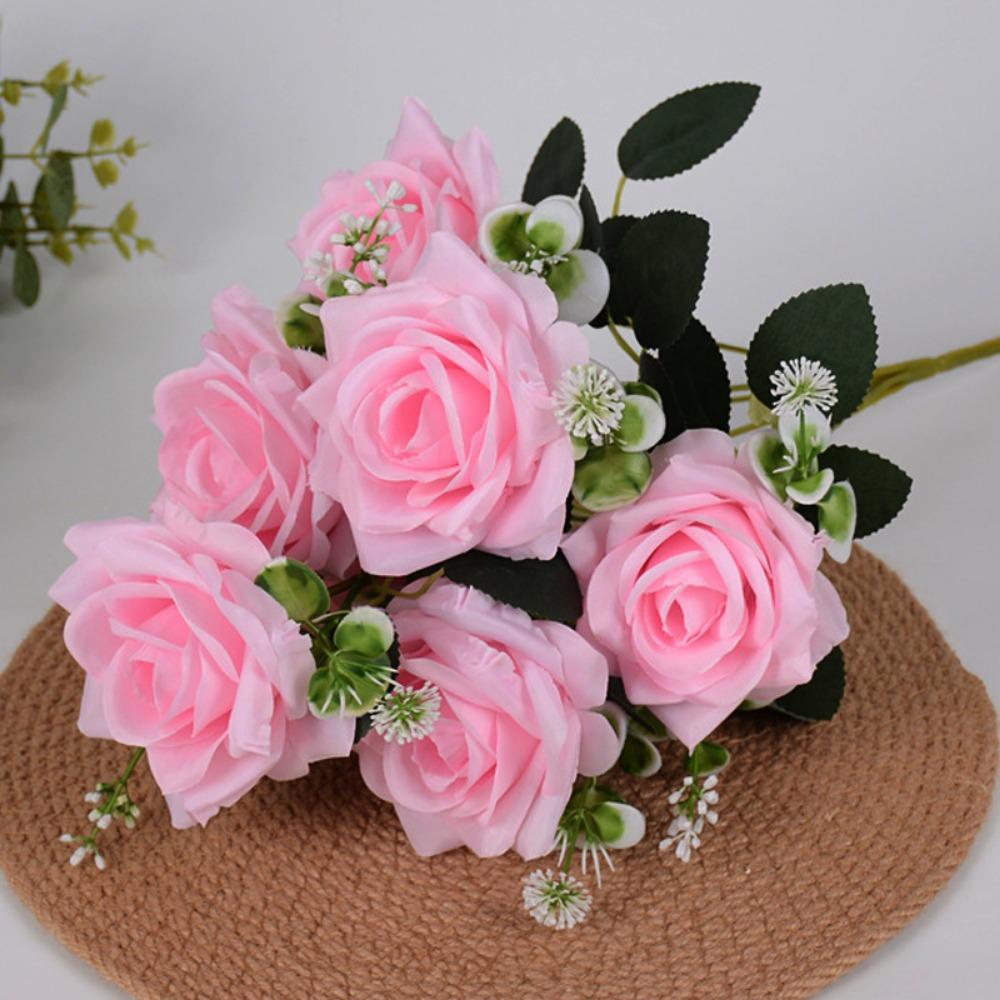 8 Colors Valentine's Day Flowers 7 Heads Natural Simulated Rose  Home Decorative