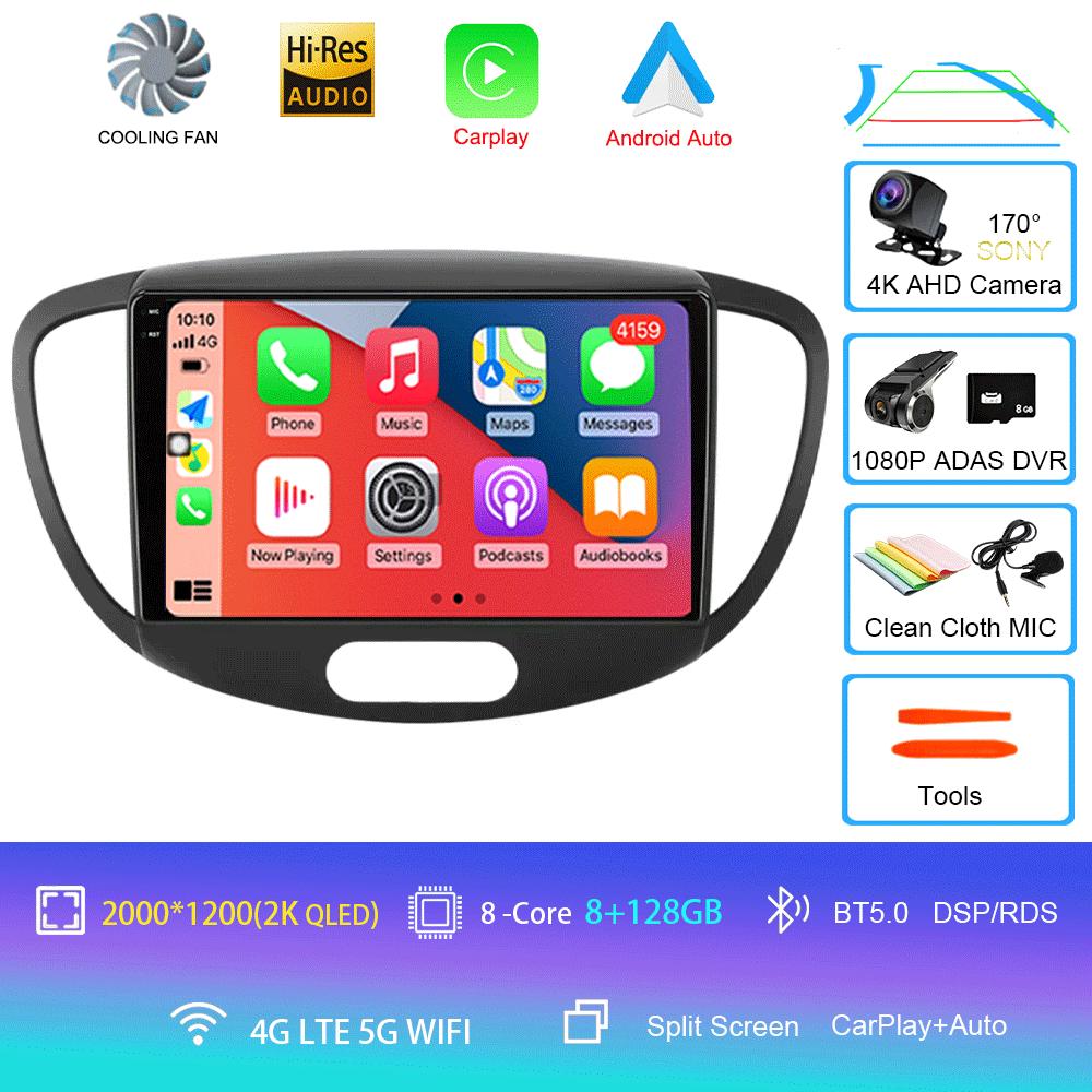 Android 14 Carplay Auto Car Radio For Hyundai I10 2007 - 2013 GPS Recorder Multimedia Video Player 4G+WiFi DSP