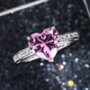 Faux Crystal Heart Ring for Women Heart Shaped Cubic Zirconia Engagement Promise Band Ring Fake Diamond Heart Jewelry Gifts for Her