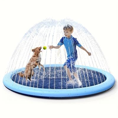 Extra Large 170.18cm Inflatable Water Splash Pad Non-Slip Thick Sprinkler Mat for Youngsters Pets Perfect for Outdoor Summer Fun