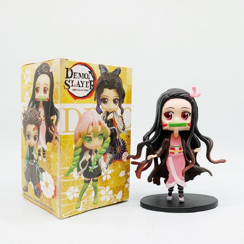 Big Head Style Demon Slayer Kimetsu No Yaiba Anime Figurines PVC Dolls Desktop Decoration Model Toys Festival Gifts Box