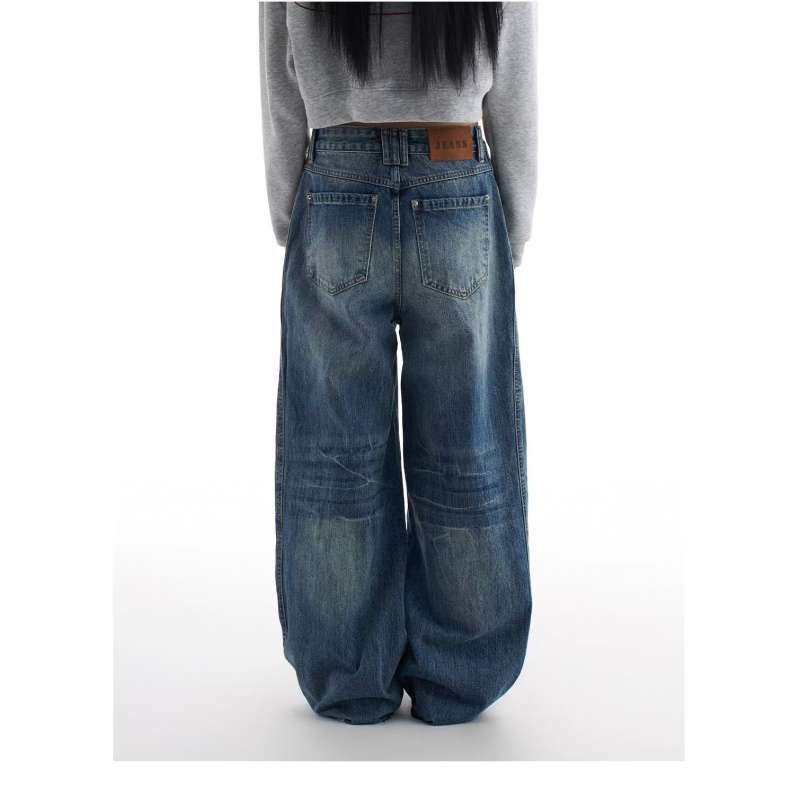 Джинсы JYL женские широкие весенние с высокой талией, драпированные, узкие, в пол, деним 3XL бездна