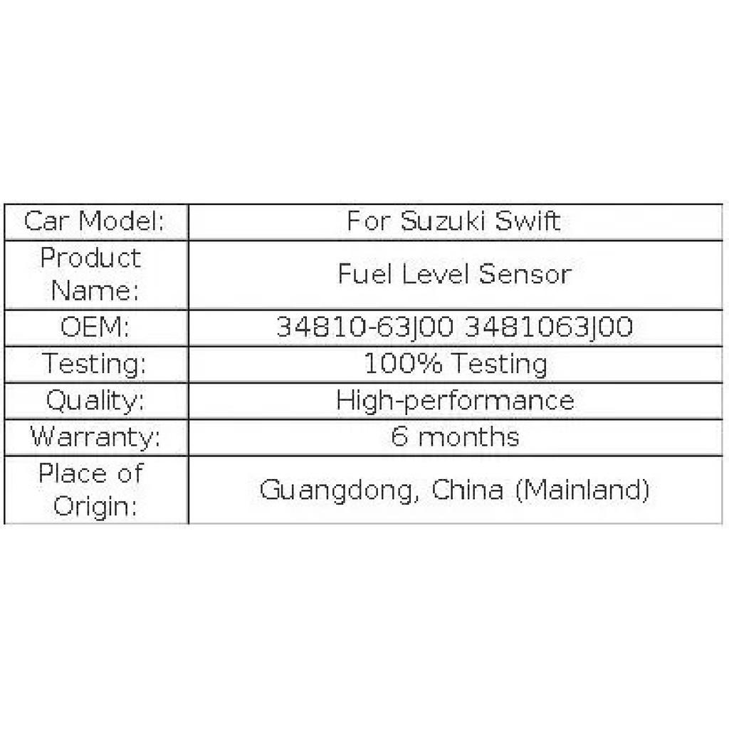 Fuel Level Sensor Fits For 2005-2011 Suzuki Swift M13A, M15A, M16A 1.3L 1.5L 34810-63J00 3481063J00