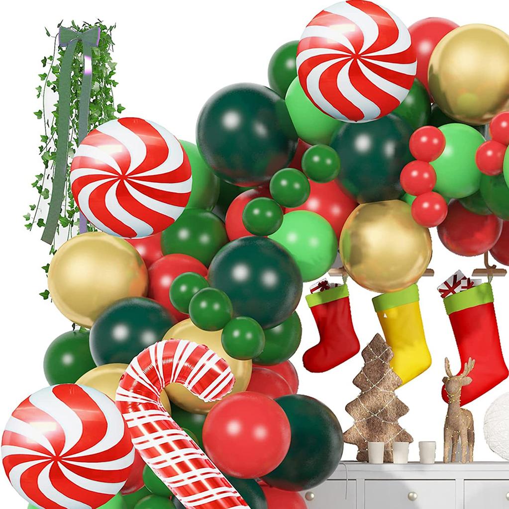150 stücke Weihnachten Ballon Bogen Grün Gold Rot Box Candy Ballons Girlande Kegel Explosion Stern Folien Ballons Weihnachten Dekoration Party