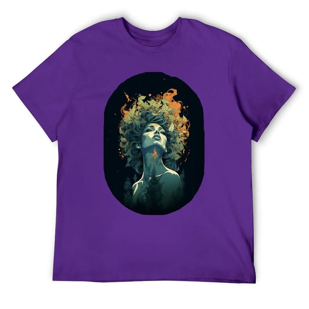 Crewneck Mother's Day Fiery Nature Men's T-shirt Movement Top Tee Vintage Funny Novelty Leisure Eur Size