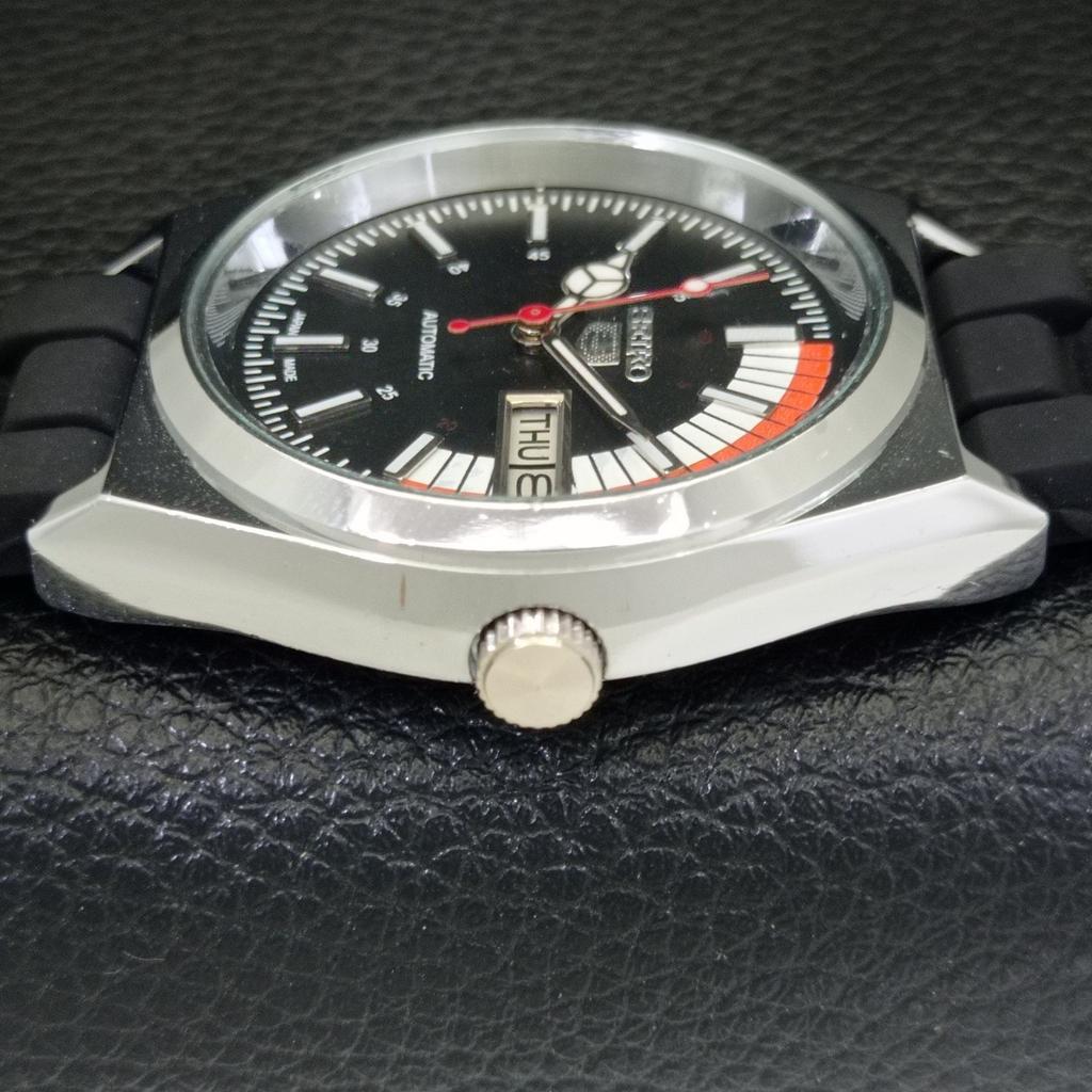 SEIKO 5 AUTOMATIC VINTAGE REFURBISHED 6309A JAPAN MENS BLACK WATCH a440782-4 Sk-a440782