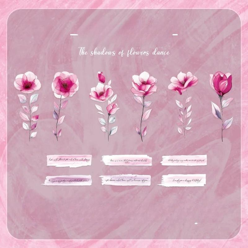 

12 листов INS Растение Цветок Материалы для скрапбукинга ПЭТ Наклейки Пакет Джанк Журнал Коллаж Декоративные Эстетичные Канцелярские Наклейки