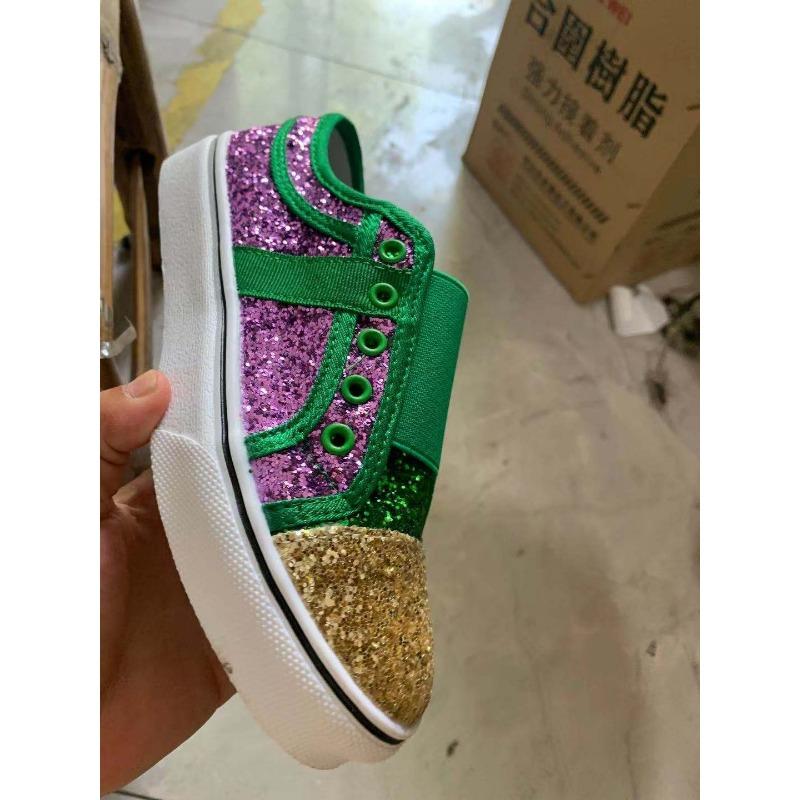 2021 summer new casual flat heel low-top shoelace-free color matching round head sequined canvas single shoes women