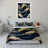 Golden Wave Pattern Decor Set Soft Comfortable Duvet Cover Bedding Set Included 1*Duvet Cover & 2*Pillowcases, Gift