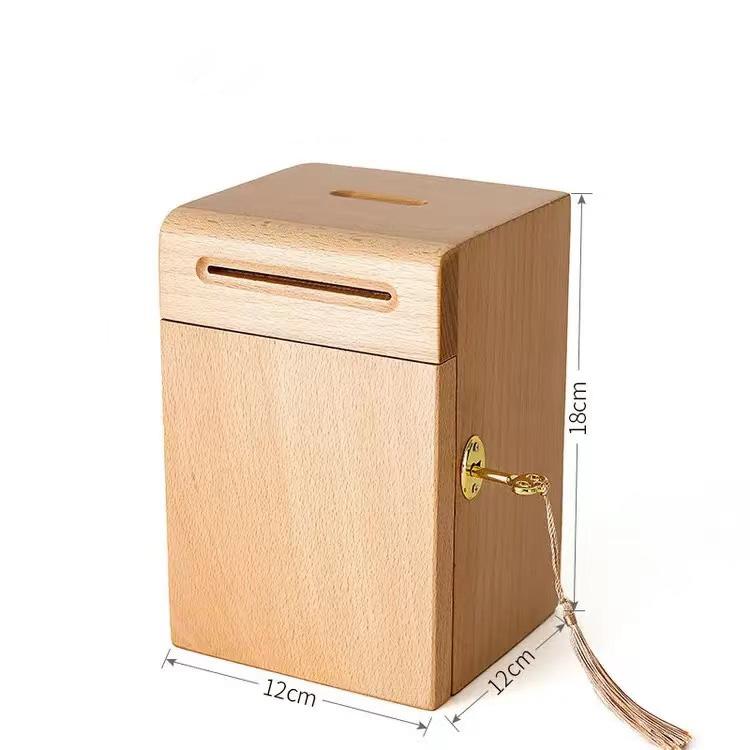 Thickened Solid Wood Piggy Bank  Built-in Lock High Quality Home Decoration Money Saving Box Quality Gifts Free Delivery