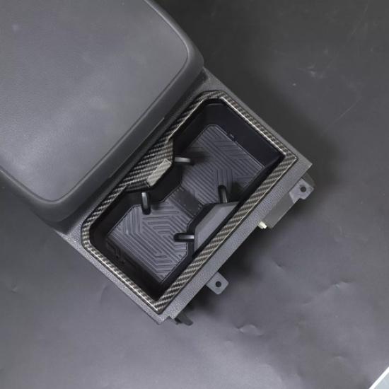 Carbon Fiber Front Water Cup Holder Panel Cover Trim For Toyota Tacoma 2024+