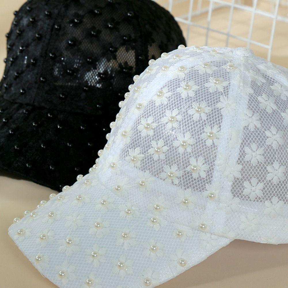 Embroidery Lace Baseball Cap Adjustable Sunscreen Embroidered Flower Baseball Hat Korean Style Breathable Visors Cap Summer