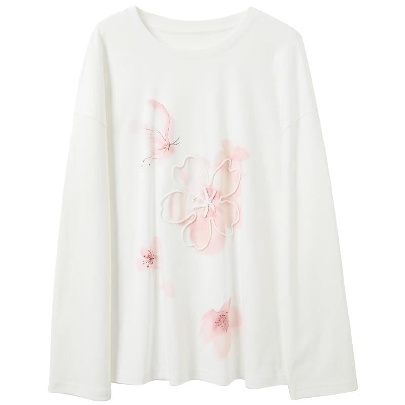 

Sancai 100% Cotton Cherry Blossom Embroidered T-Shirt XL