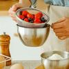 Stainless Steel Mixing Bowl with Strainer 2 In 1 Multifunctional Basin Strainer with Handle for Mixing Batter Egg Cream Washing Draining Fruit Rice