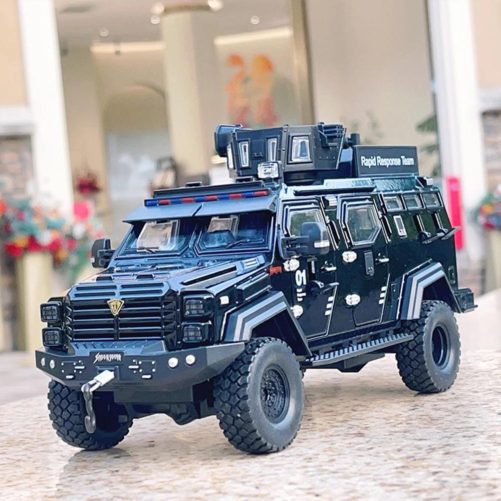 1:24 Sabertooth Alloy Model Toy Diecast Car Door Opened Sound Light Pull Back Front Wheel Steering Armored Cars Birthday Present