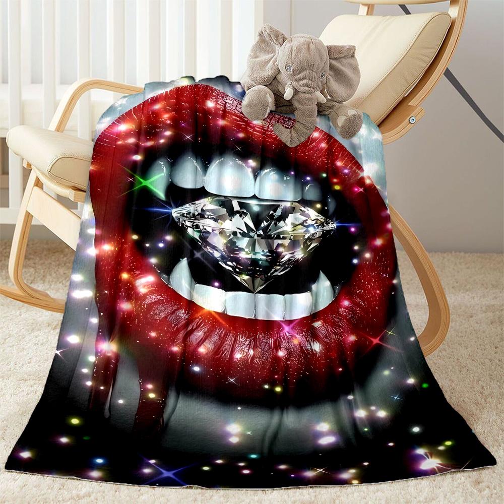 Lips Blanket Soft & Cozy Suitable for Office Chair Bedding Office All-Season Use Warmthful Decor Ideal Gift for Friends Family Couples Picnic
