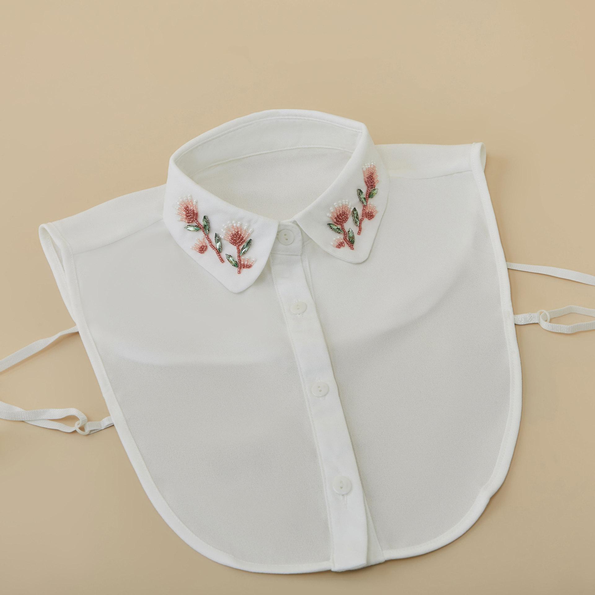 

Handmade Beads Fake Collars Ladies Suits Shirt Detachable Collar Female Business Insert Sweater Lapel False Collar