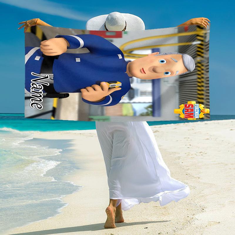 Personalized Fireman Sam's Heroic Journey Beach Towel Microfiber Beach Towel Thin Absorbent for Beach Swimming Yoga Bath Sports. 0910189