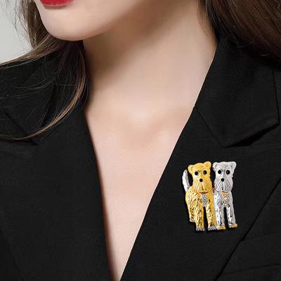 European and American Retro Puppy Brooch, Alloy, Metallic Texture, High-end Animal Brooch, Pin, Versatile Buckle for Clothing