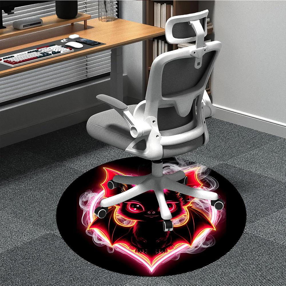 1pc Neon Bat Office Round Area Rug, Under Office Chairs Bedroom Living Room Home Decor, Room Deco