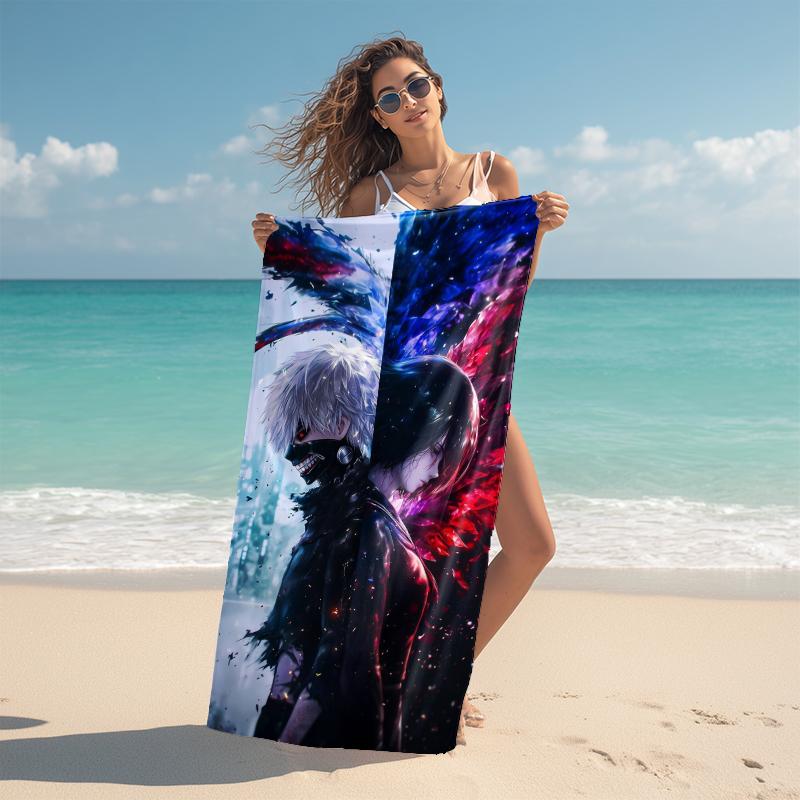 1Pc Tokyo Ghoul Artwork Beach Towel Microfiber Beach Towel Thin Absorbent For Beach Swimming Yoga Bath Sports 091757