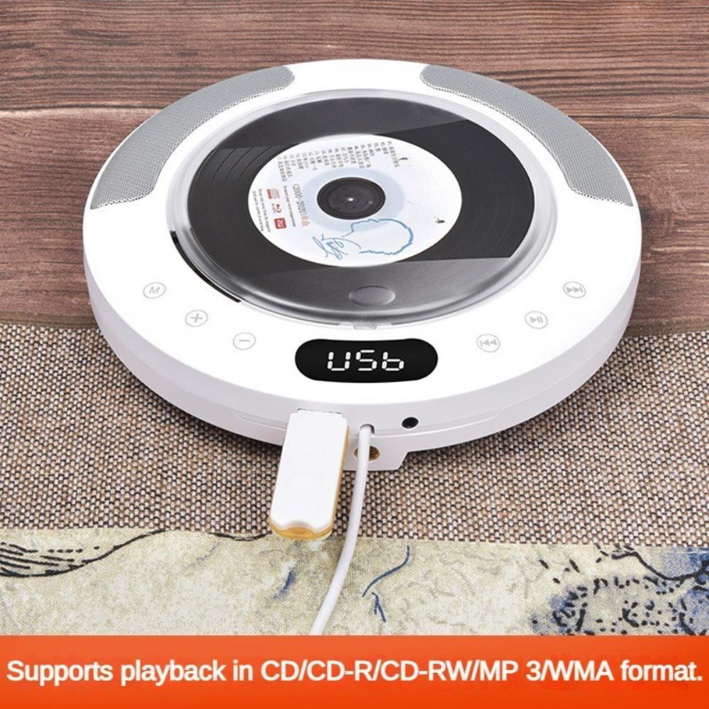 Wall Mounted Bluetooth CD Player Equipped with Dust Cover and Dual Horn Speaker Household CD Album Radio 10W 185*185*33mm