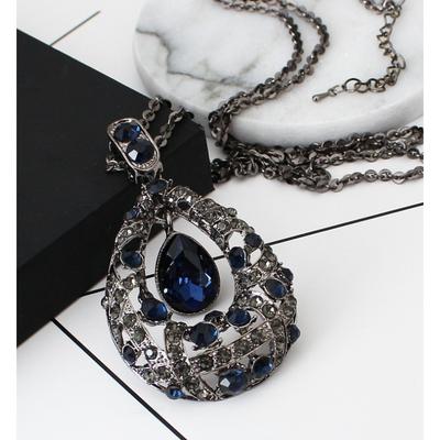 Crystal Temperament Korean Version Pendant Versatile Accessories Decorative Sweater Chain Long Necklace Women