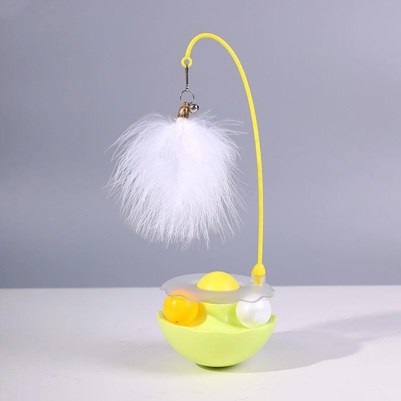 Tumbler Feather Cat Toy Automatic Interactive Teasing Stick Cat Mint Feather Bell Rotation Self Relaxing Cat Exercise Supplies