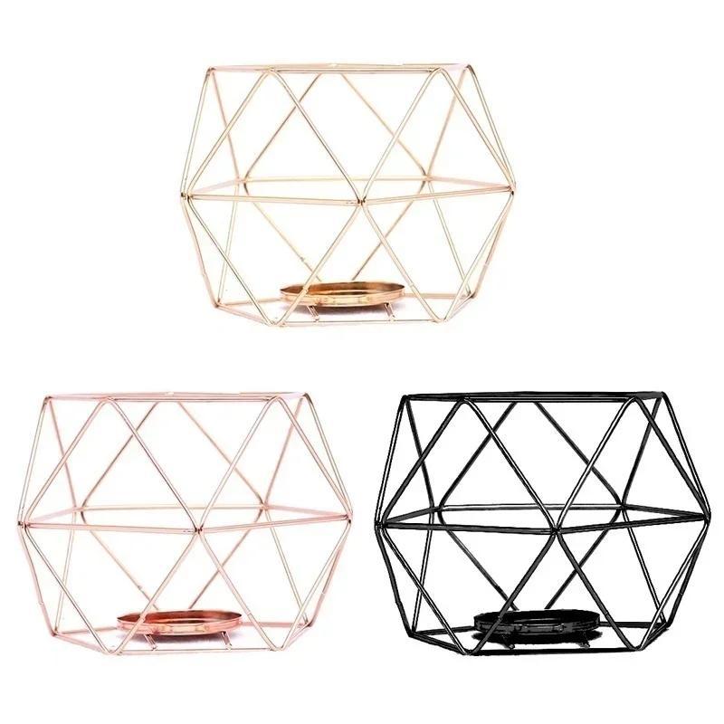 Portacandele Geometrico in Ferro Stile Nordico Portacandele Domestico da Parete Romantico Durevole Portacandele Matrimonio Decorazione Casa Artigianato