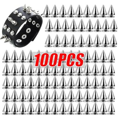 10/100pcs Cone Studs And Spikes Double Cap Rivets Stud Metal Punk Warhead Screw Round Nail Clothes Shoes Leather DIY Craft Tools