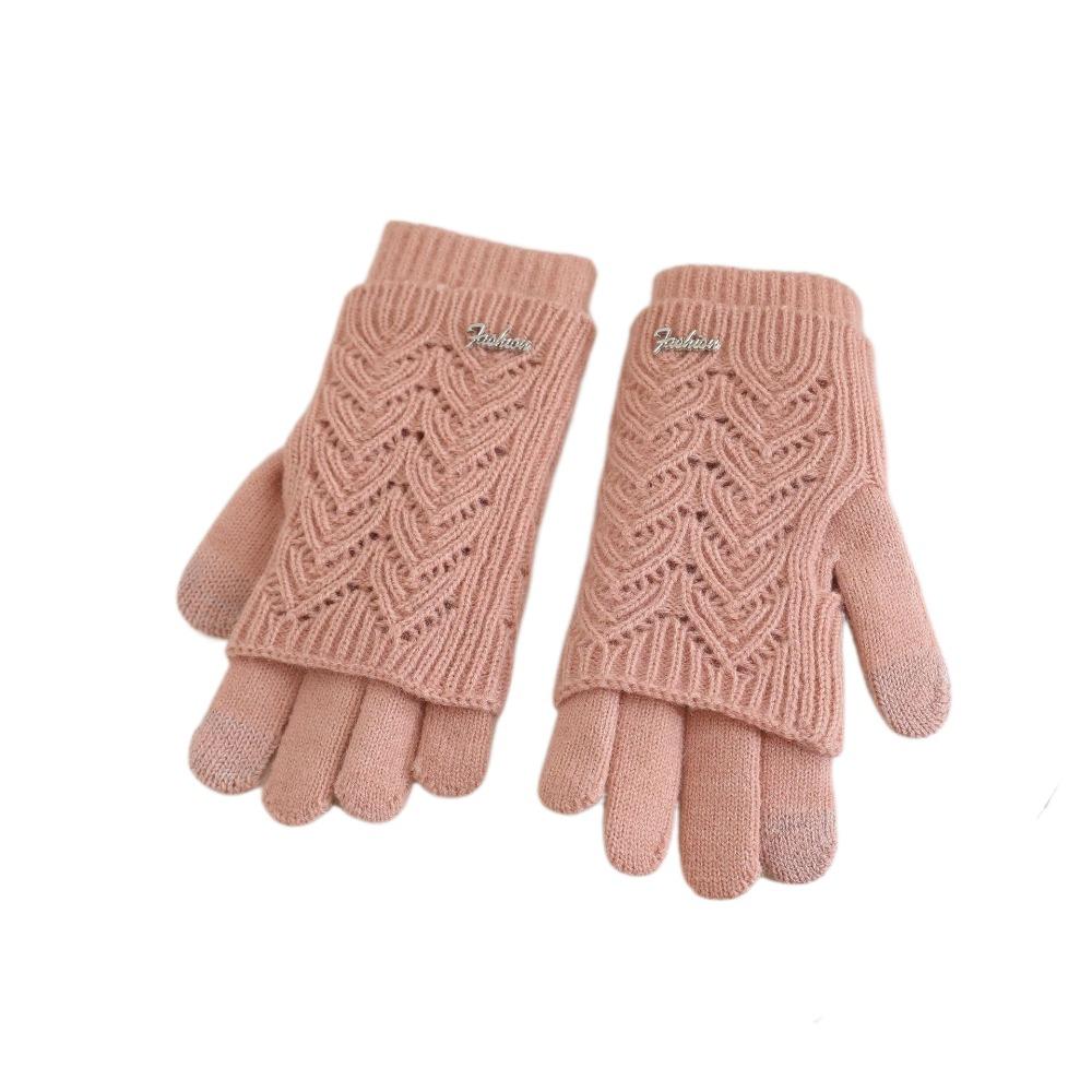 Keep Warm Five-finger Mittens Dual-purpose Cycling Gloves Fashion Knitted Gloves  Woman