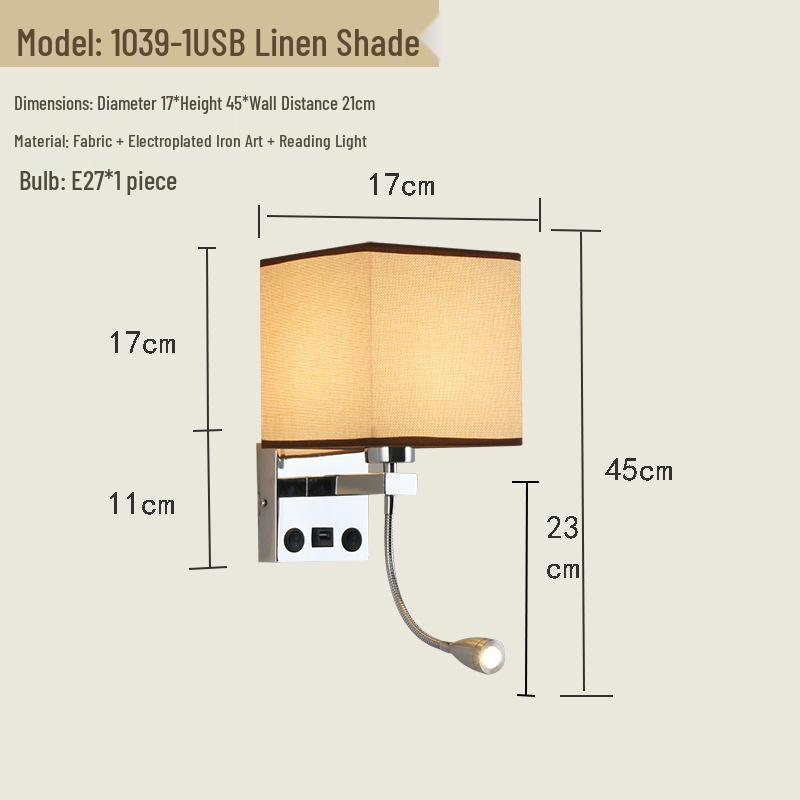 USB Charging European Style LED Wall Lamp for Indoor Use - Ideal for Hotels and Bedrooms