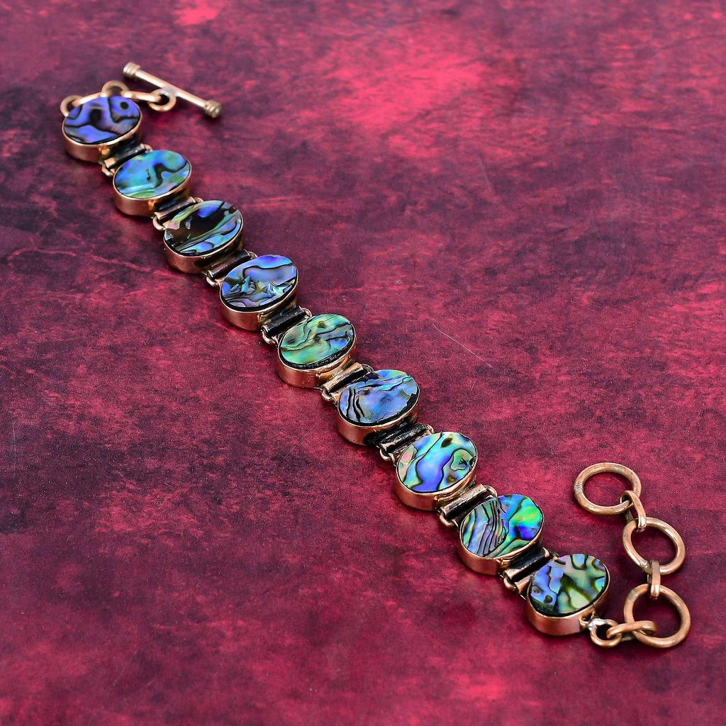 Abalone Shell Gemstone Bracelet Copper Adjustable Chain Bracelet Handmade Jewelry