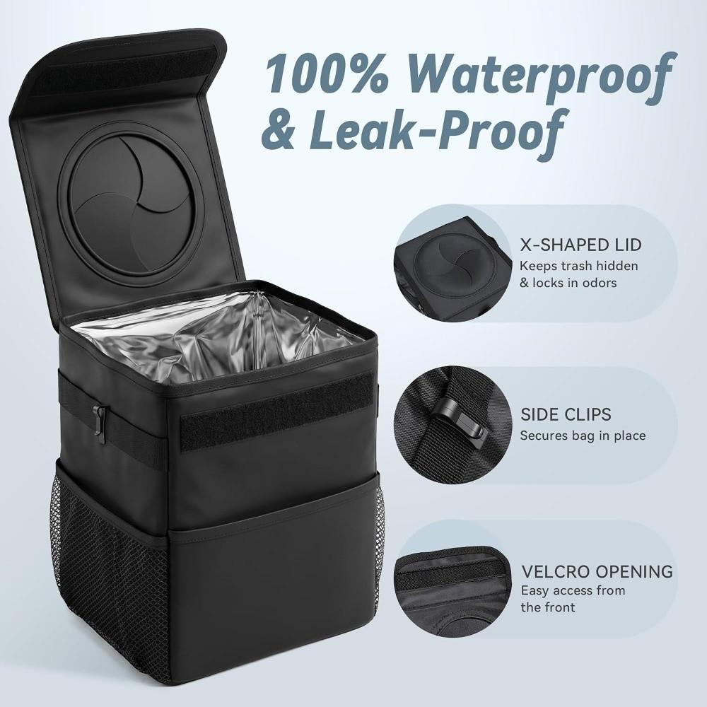 Collapsible Car Trash Can with Lid Car Garbage Bin Leakproof Car Trash Bag Car Use