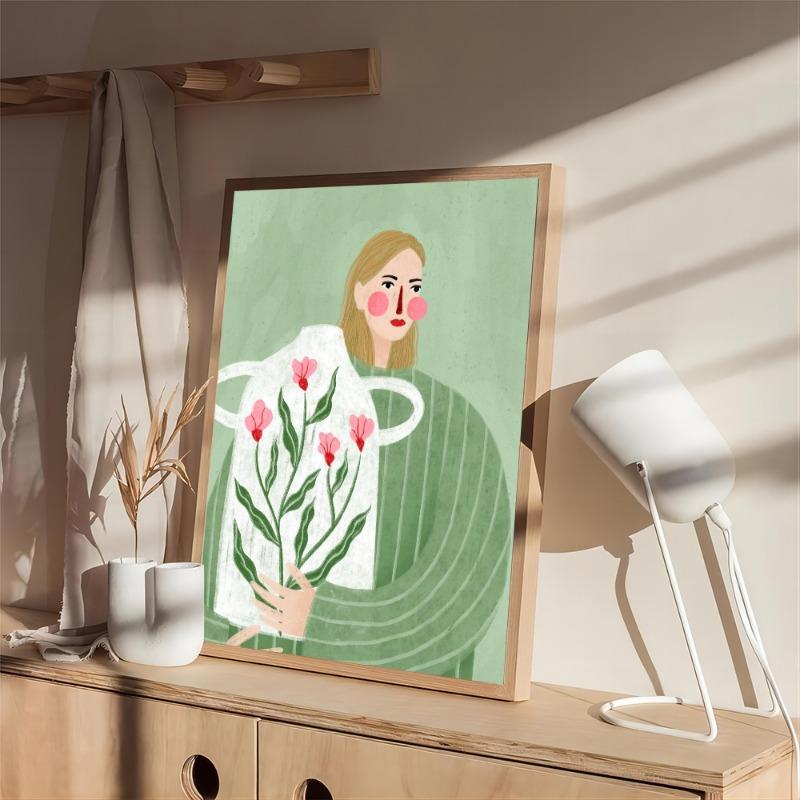 Fashion Girl Retro Sticker Poster Wall Art Home Decoration White Paper Print Art Poster Wall Sticker