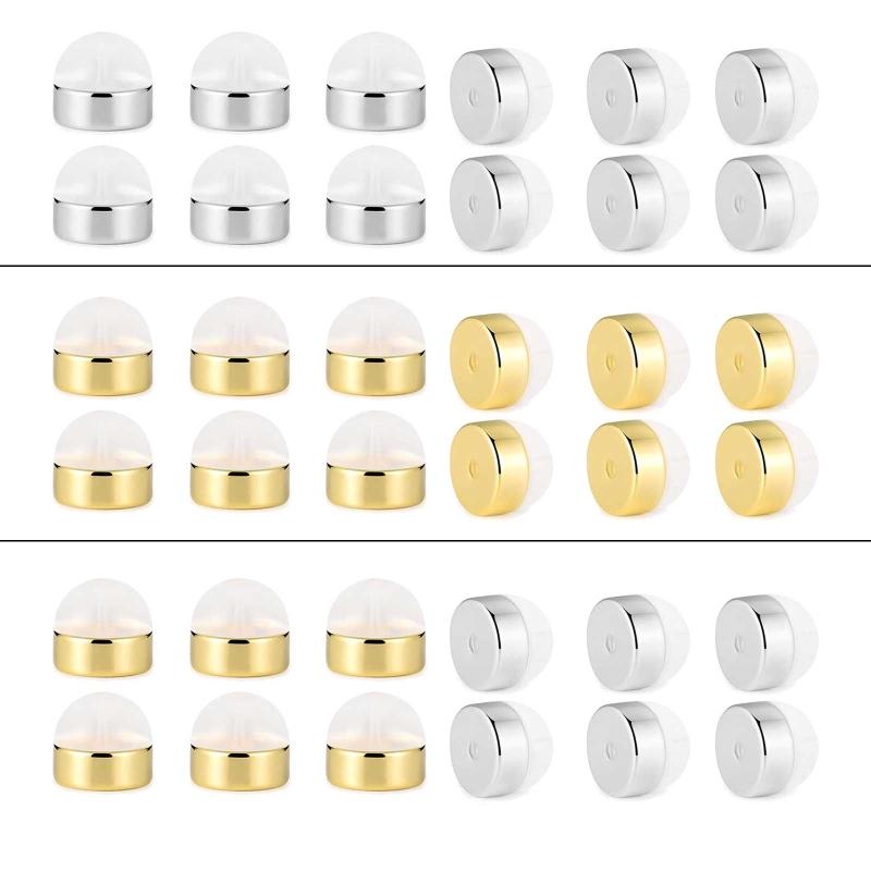 12 Pieces Soft Silicone Earring Backs for Studs Silver Gold Earring Replacements Hypoallergenic Safety Earring Back