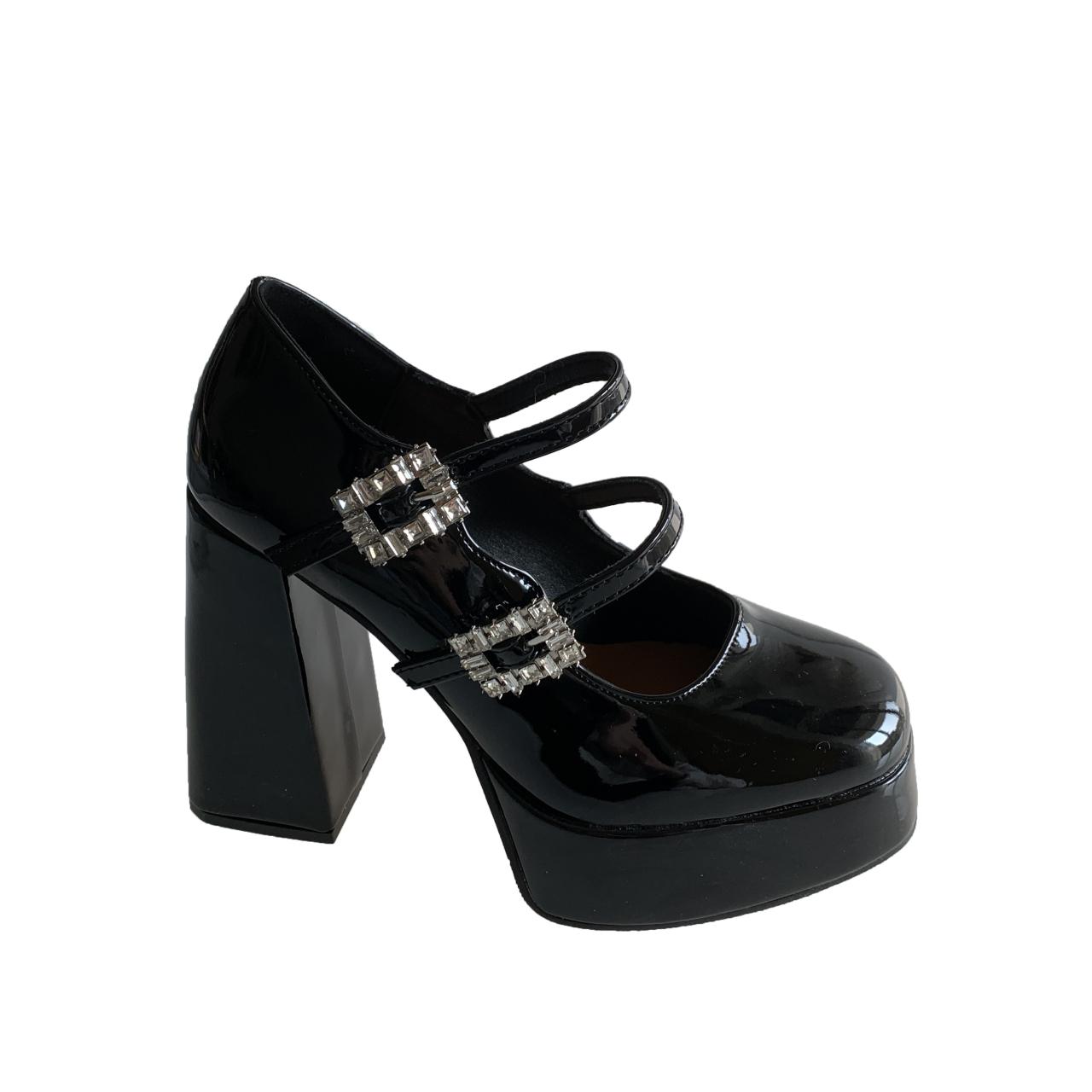 

Модные женские весенние новые модные туфли Мэри Джейн с дизайнерской пряжкой, уличные простые однотонные туфли на толстой подошве и квадратном каблуке 40 чёрный