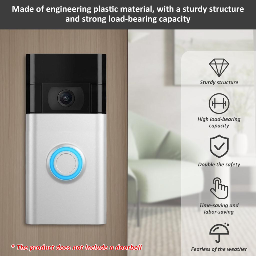 Drilling Smart Doorbell Mount Bracket Kit Anti Theft Home Doorbell Corner Mount Video Doorbell Cover Holder Monitoring Accessory