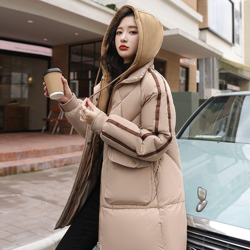 Coat for Women Winter Fleece Thickened Plush Faux Two-Piece Hooded Windbreaker Waterproof Casual Down Jacket