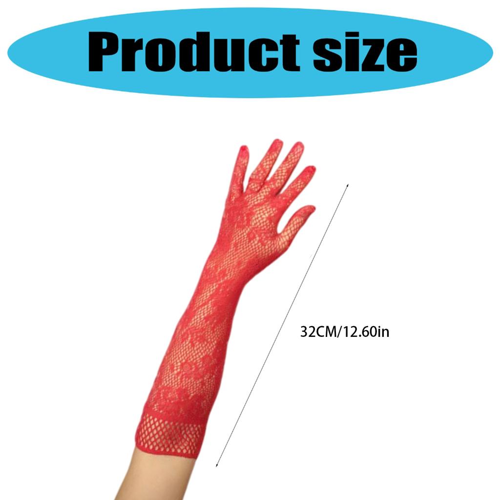 Women Lace Flower Gloves Breathable Net Arm Gloves for Theme Event Dress Masquerades Party Costume Handwear Accessories