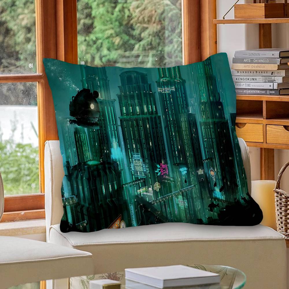 Retro B-Bioshock R-Rapture Game Office Cushion Pillowcase Car Cushion Cover45X45CM Lumbar Pillowcase Sofa Pillowcover