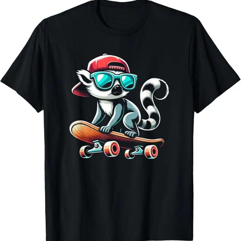 Lemur On A Skateboard Skater T Shirt