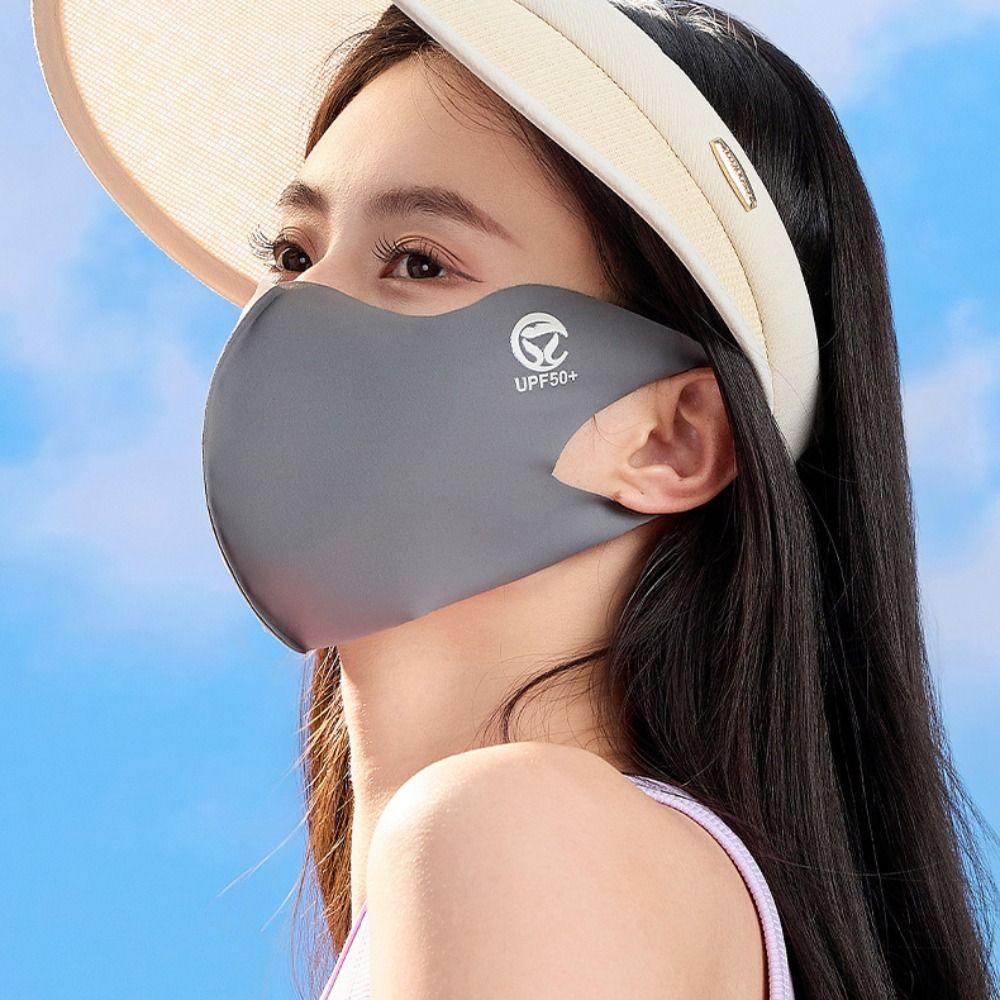 Summer Face Cover Sunscreen Face Scarf Face Gini Mask Adjustable Ice Silk Mask  Riding