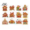 Decorative Cookie Style Tree Hanging 12/16/24PCS Wooden Christmas Ornaments, Gingerbread Man & House Decorations, Lightweight Xmas Charms Ornaments