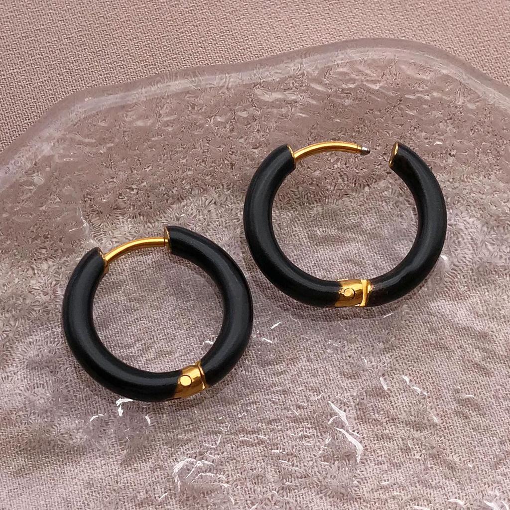 European Style Enamel Circle Earrings: High-End Versatile Women's Ear Jewelry