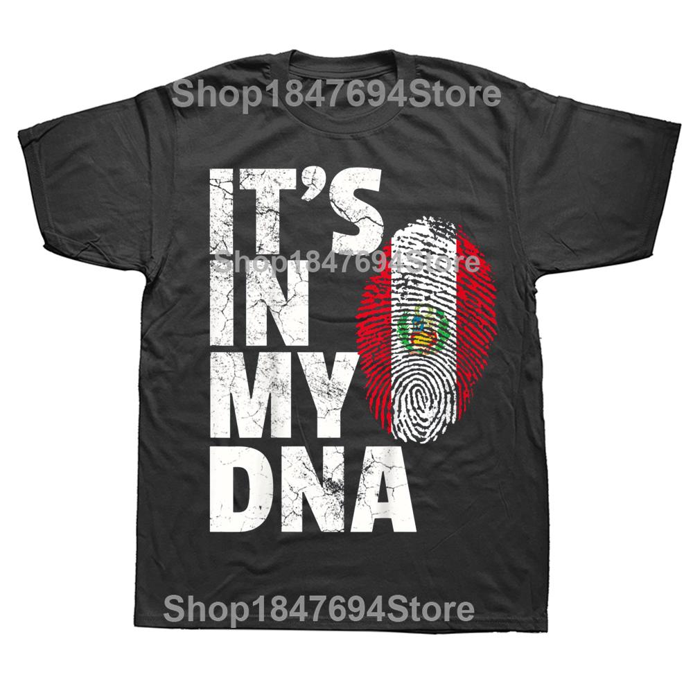 Lustige IT'S IN MY DNA Peruanische Peru Flagge T-Shirts Sommer Stil Grafik Baumwolle Streetwear Kurzarm Geburtstagsgeschenke T-Shirt Männer
