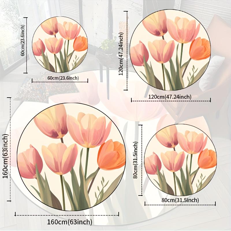 Luxuriöses Blumenmuster Runde Form Fußmatten Küche Flur Läufer Teppich Schlafzimmer Wohnzimmer Weicher Teppich Rutschfester Bereichsteppich
